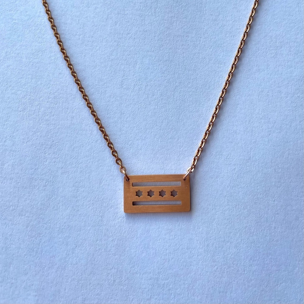 Rose Gold Chicago Flag Necklace